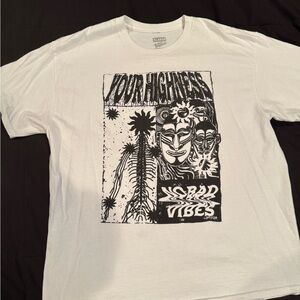 White Graphic Short Sleeve Tee with 'Your Highness' Print